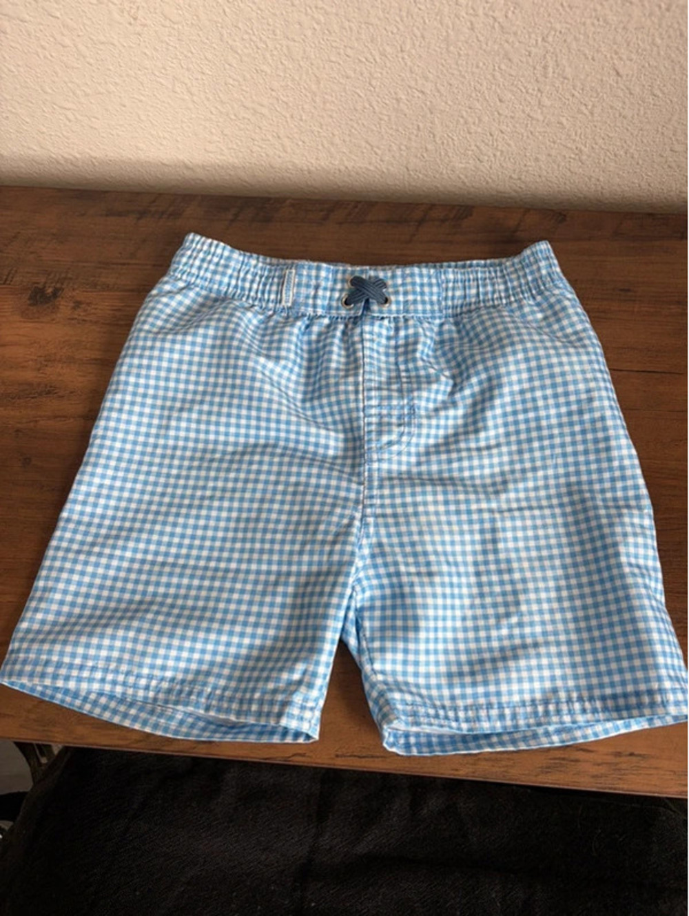 Youth Rugged Butts Blue Gingham Swim Trunks size 6